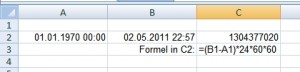 Excel: Datum in UNIX-Timestamp umwandeln